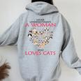 Never Underestimate A Woman Who Loves Cats T Women Oversized Hoodie Back Print Sport Grey