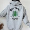 Vintage Truckee California Sierra Nevada Evergreen Tree Women Oversized Hoodie Back Print Sport Grey