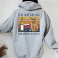 I Like Wine And Cats And Maybe 3 People Women Oversized Hoodie Back Print Sport Grey