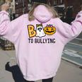 Boo Anti Bullying Halloween Orange Unity Day Girls Women Oversized Hoodie Back Print Light Pink