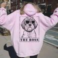 The Boxerdoodle Boss Mom Dad Dog Lover Women Oversized Hoodie Back Print Light Pink