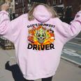 God's Drunkest Driver- Driver Vintage Meme Women Oversized Hoodie Back Print Light Pink