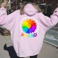 Be Kind Anti-Bullying Kindness Orange Unity Day Sunflower Women Oversized Hoodie Back Print Light Pink