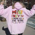 Most Likely To Drink All The Wine Christmas Family Matching Women Oversized Hoodie Back Print Light Pink