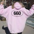 Missouri Area Code 660 Oval State Pride Women Oversized Hoodie Back Print Light Pink