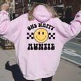 One Happy Dude 1St Birthday One Cool Auntie Family Matching Women Oversized Hoodie Back Print Light Pink