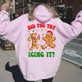 Retro Icu Nurse Christmas Gingerbread Did You Try Icing It Women Oversized Hoodie Back Print Light Pink