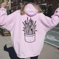 Sansevieria Snake Plant Mother-In-Law's Tongue Women Oversized Hoodie Back Print Light Pink