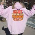 In My Thankful Teacher Era Groovy Teacher Fall Thanksgiving Women Oversized Hoodie Back Print Light Pink