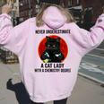 Never Underestimate A Cat Lady With A Chemistry Degree Women Oversized Hoodie Back Print Light Pink