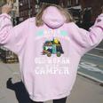 Never Underestimate An Old Woman With A Camper Women Oversized Hoodie Back Print Light Pink