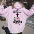 Never Underestimate An Old Woman Who Loves Running January Women Oversized Hoodie Back Print Light Pink
