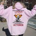 Never Underestimate A Woman Who Loves Elephants October Women Oversized Hoodie Back Print Light Pink