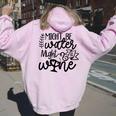 Wine For Women Might Be Water Might Be Wine Women Oversized Hoodie Back Print Light Pink