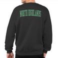 Vintage North Highlands Ca Distressed Green Varsity Style Sweatshirt Back Print