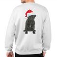 Cute Black Pug Santa Hat Matching Christmas Fun Sweatshirt Back Print