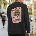Buster Is Coming Creepy Vintage Shoe Advertisement Sweatshirt Back Print