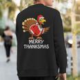 Merry Thanksmas Happy Thanksgiving Merry Christmas Sweatshirt Back Print