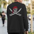 Jolly Roger Pirate Skull And Cutlasses Flag Distressed Sweatshirt Back Print