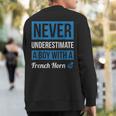 Never Underestimate A Boy With A French Horn Boys Sweatshirt Back Print