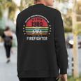Never Underestimate An Old Man Firefighter 1980 Birthday Sweatshirt Back Print