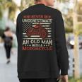 Never Underestimate An Old Man With A Motorcycle Usa Flag Sweatshirt Back Print