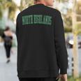 Vintage North Highlands Ca Distressed Green Varsity Style Sweatshirt Back Print