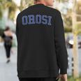Vintage Orosi Ca Distressed Blue Varsity Style Sweatshirt Back Print