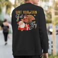 Wait Your Turn Fat Boy Turkey & Santa Thanksgiving Sweatshirt Back Print