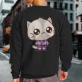 Brazilian Jiu Jitsu Black Belt Combat Sport Cute Kawaii Cat Sweatshirt Back Print