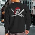 Jolly Roger Pirate Skull And Cutlasses Flag Distressed Sweatshirt Back Print