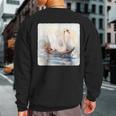 Swan Riding A Paddle Boat Concept Of Swan Using Paddle Boat Sweatshirt Back Print