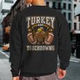 Turkey And Touchdowns Football Retro Thanksgiving Boys Sweatshirt Back Print