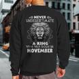 Never Underestimate A King Who Was Born In November Sweatshirt Back Print