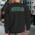 Vintage North Highlands Ca Distressed Green Varsity Style Sweatshirt Back Print