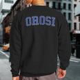 Vintage Orosi Ca Distressed Blue Varsity Style Sweatshirt Back Print