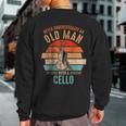 Vintage Never Underestimate An Old Man With A Cello Sweatshirt Back Print
