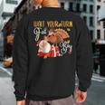 Wait Your Turn Fat Boy Turkey & Santa Thanksgiving Sweatshirt Back Print