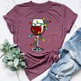 Cute Christmas Wine Glass Christmas Tree Lights Bella Canvas T-shirt Heather Maroon
