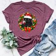 Black Cat And Wine Christmas Wreath Ornament Bella Canvas T-shirt Heather Maroon
