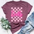 Girl Retro Dolly First Name Personalized Groovy Birthday Bella Canvas T-shirt Heather Maroon