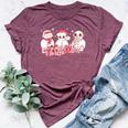 Pink Christmas Snowman Groovy Chillin With My Snowmies Pjs Bella Canvas T-shirt Heather Maroon