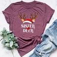 Sister Deer Family Matching Christmas Reindeer Party Bella Canvas T-shirt Heather Maroon