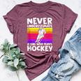 Never Underestimate A Girl Who Plays Hockey Girl Hockey Bella Canvas T-shirt Heather Maroon