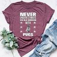Never Underestimate An Old Woman With Pugs Bella Canvas T-shirt Heather Maroon