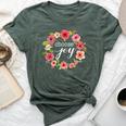 Choose Joy Inspirational Quote Boho Floral Wreath Bella Canvas T-shirt Heather Forest