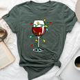 Cute Christmas Wine Glass Christmas Tree Lights Bella Canvas T-shirt Heather Forest