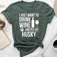 Drink Wine Pet My Husky Dog Owner Dog Lover Siberian Husky Bella Canvas T-shirt Heather Forest