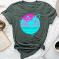 Flamingo In A Vintage 80S Beach With Palms Vaporwave Style Bella Canvas T-shirt Heather Forest