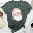 Pink Santa Retro Groovy Funky Disco Christmas Floral Bella Canvas T-shirt Heather Forest